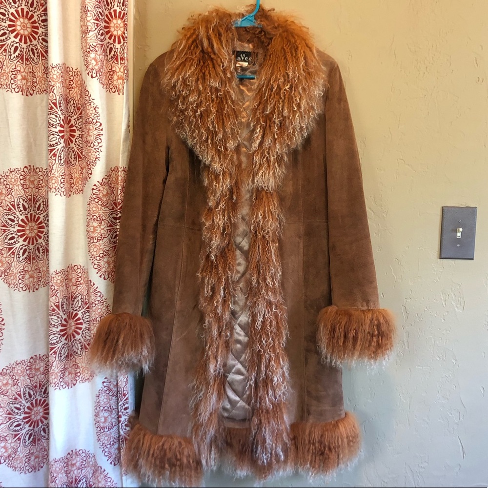 Western style leather sheepskin jacket
